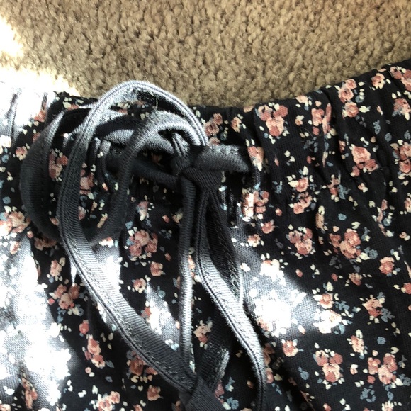 Navy Blue Floral Shorts - Picture 3 of 6